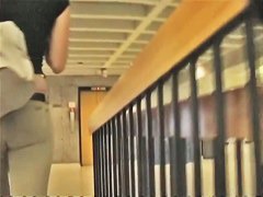 A brunette with appetizing ass in the street candid video