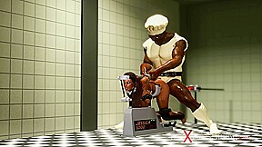 A sexy busty ebony gets fucked hard by a big black cock Jessica 5000 in action