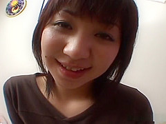 Airi Momose stimulates her slit and shaved slut with fingers
