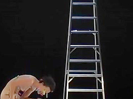 Alice Pons likes to show you her vagina lips as she comes down the ladder