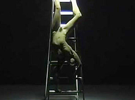 Alice Pons likes to show you her vagina lips as she comes down the ladder