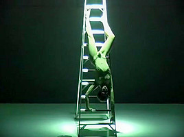 Alice Pons likes to show you her vagina lips as she comes down the ladder
