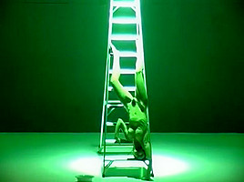 Alice Pons likes to show you her vagina lips as she comes down the ladder
