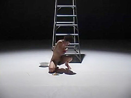 Alice Pons likes to show you her vagina lips as she comes down the ladder