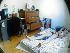 Amateur in black panties masturbates to orgasm