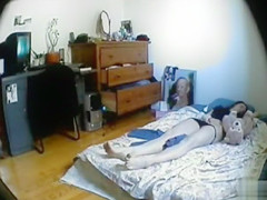 Amateur in black panties masturbates to orgasm