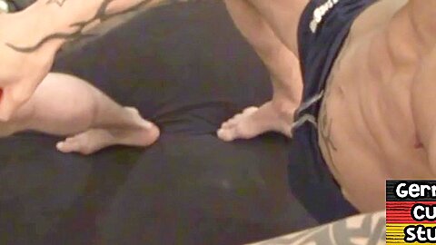 Amateur inked German gay rims stud asshole before blowjob