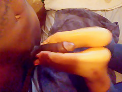 Another kisses double footjob cumshot
