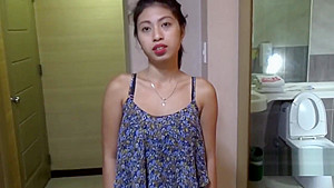 Asian teen 18+ whore loves sucking a wet white fat cock