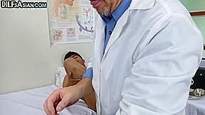 Asian twink barebacked by doctor DILF after enema exam