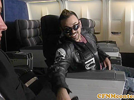 Assfucked CFNM stewardess joins mile high club