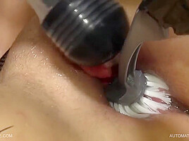 Automatic Pussy Cleaning For Brunette Mature Tanita - Anal Toys