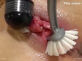 Automatic Pussy Cleaning For Brunette Mature Tanita - Anal Toys