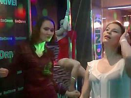 Awesome lesbians gets wild in a club