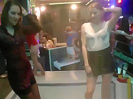 Awesome lesbians gets wild in a club