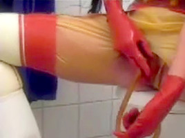 Awesome looking lesbian whores in latex action