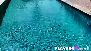 Big Ass Ebony Babe Enjoys Masturbation In The Pool Afte
