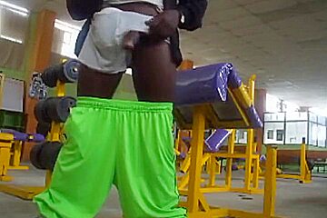 Big Black Step daddy At The Gym Shows Cock And Enjoys