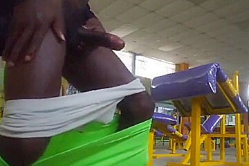 Big Black Step daddy At The Gym Shows Cock And Enjoys