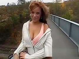 Big Titty Redhead Getting Finger Banged Outdoors In Public