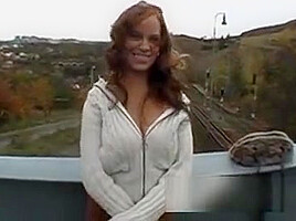Big Titty Redhead Getting Finger Banged Outdoors In Public