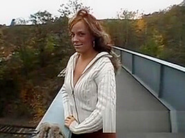 Big Titty Redhead Getting Finger Banged Outdoors In Public