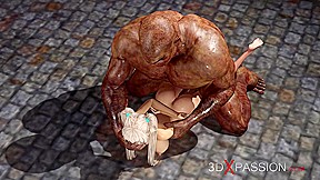 Big man bangs hard a hot teen 18+ in cuffs in the dark dungeon