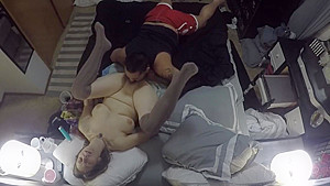 Big titted babe masturbates and orgasms in guys mouth