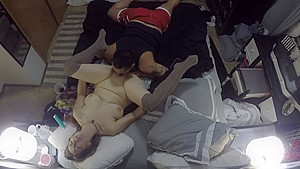 Big titted babe masturbates and orgasms in guys mouth