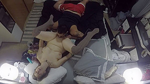 Big titted babe masturbates and orgasms in guys mouth
