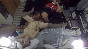 Big titted babe masturbates and orgasms in guys mouth