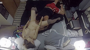 Big titted babe masturbates and orgasms in guys mouth