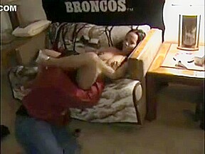 Big tittied ebony MILF slammed on the sofa