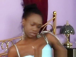 Black chick deepthroats white schlong in bedroom