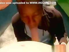 Black gang dude gives white guy head and ass