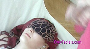 Blindfolded teen 18+ getting facial