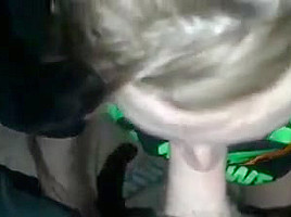 Blonde girl enjoys sucking dick