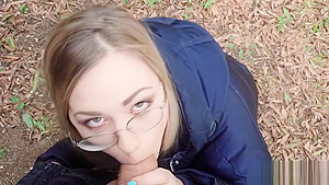 Blonde in pantyhose fucks in bushes