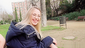 Blonde in pantyhose fucks in bushes