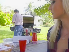 Blonde sneaks and fucks bf on a tree