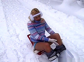 Blonde toys in the snow