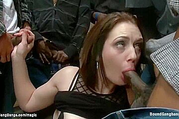 Bound Darkhaired Babe Takes Big Black Cocks - Mickey Mod And Sarah Shevon