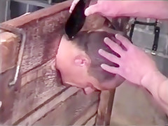 Bound slave shaved bald