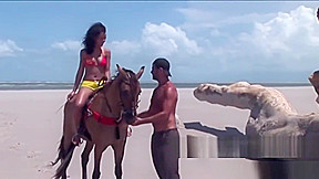 Brazillian Babe Filled In Every Hole On The Beach