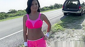 Brunette Nadia Capri rides cock for a car ride