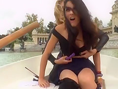 Brunette pussy vibed in a boat
