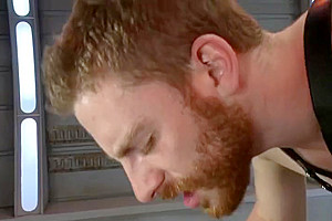 Busty black shemale bangs male slave