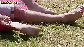 CFNM bikini babes jerk and suck cock outdoor in group