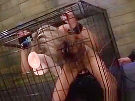 Caged Lesbian Slave Toyed
