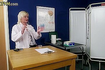 Cfnm Nurse Measuring And Tugging Patients Chopper